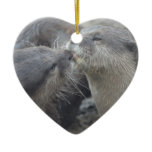 Kissing River Otters Ceramic Ornament