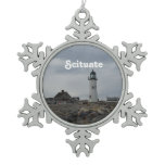 Old Scituate Lighthouse Snowflake Pewter Christmas Ornament