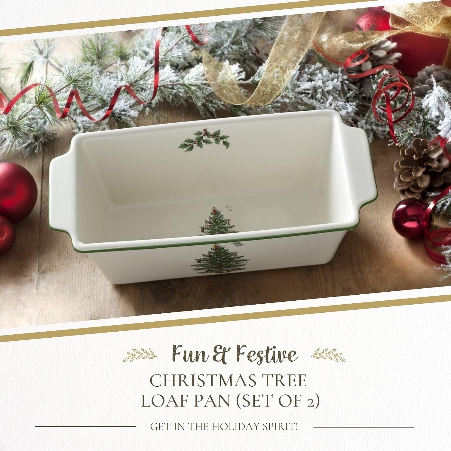 Spode Christmas Tree Loaf Pan, Set of 2