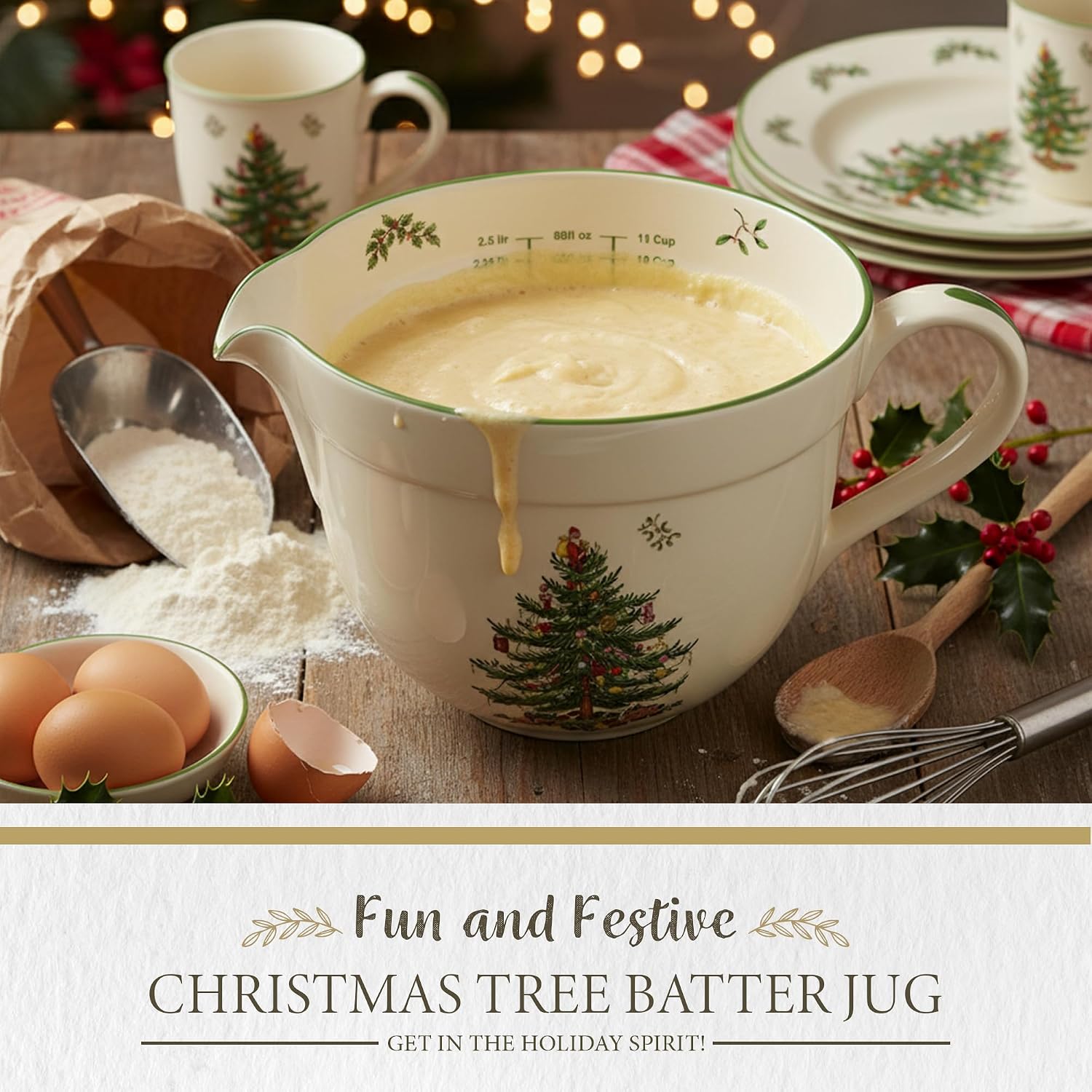 Spode Christmas Tree Batter Jug, 70 Oz