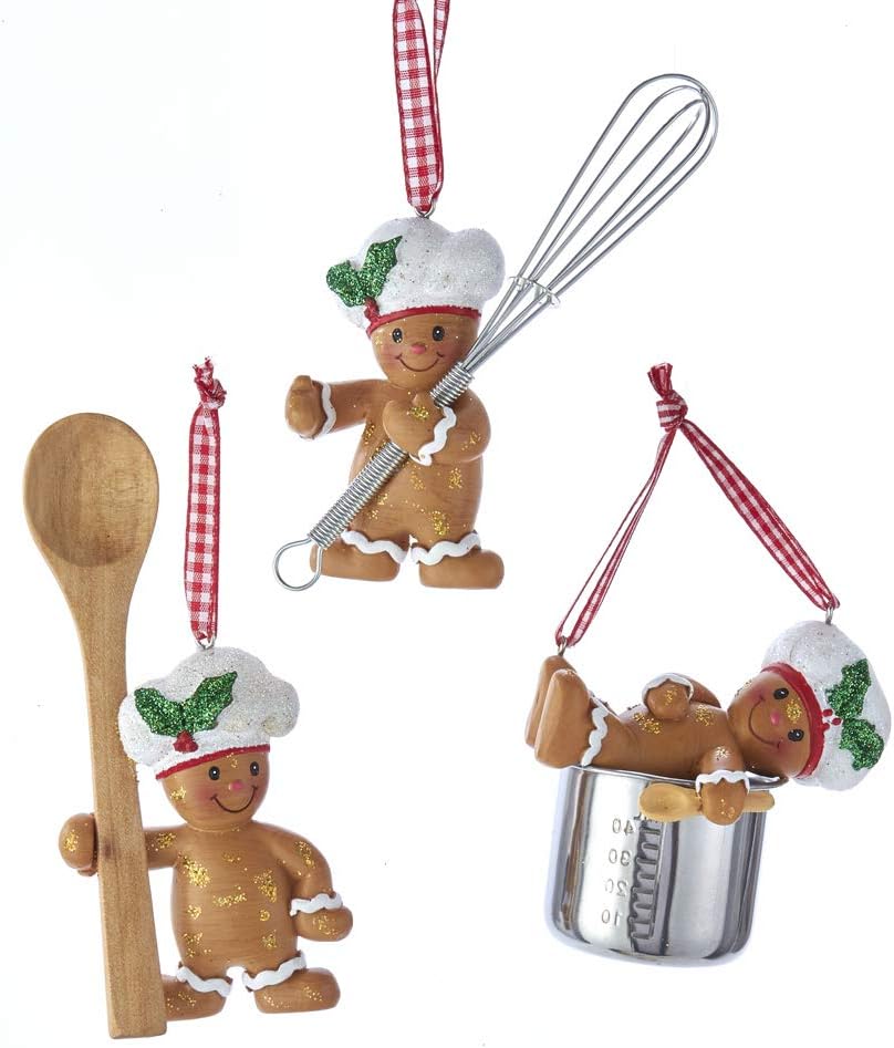 Kurt Adler Cute Chef Gingerbread 3.5\u201d Resin Ornaments, Set of 3