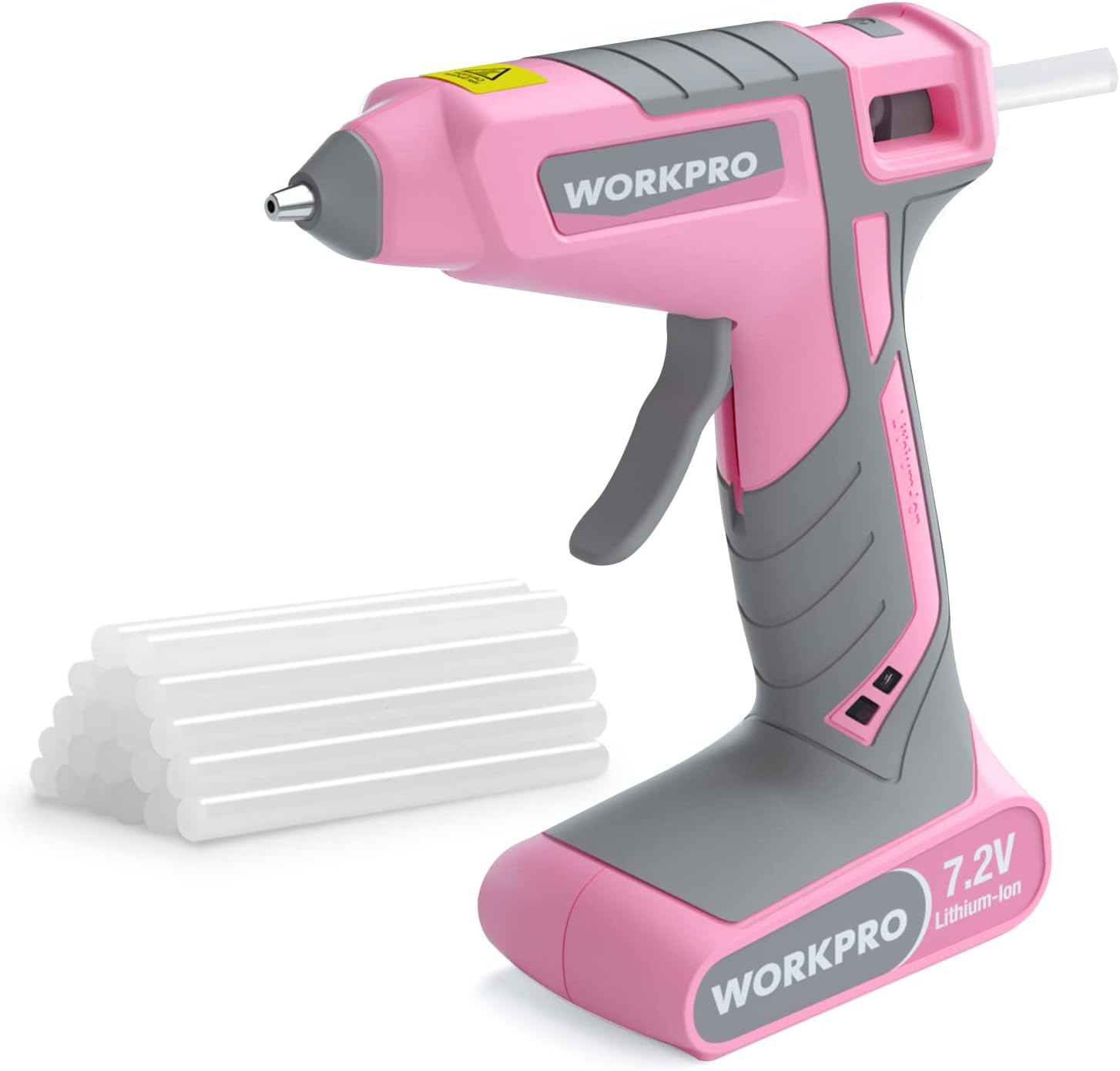 WORKPRO Pink Cordless Hot Melt Glue Gun, Rechargeable