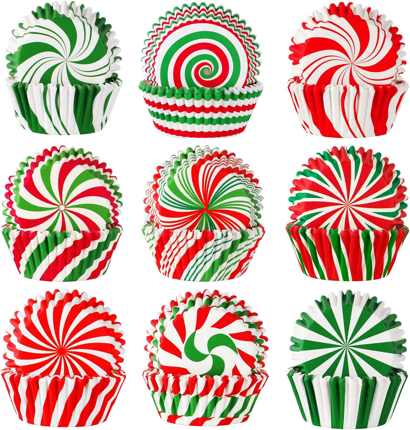 SANNIX 450pcs Christmas Cupcake Liners, Xmas Candy Pattern Baking Cups