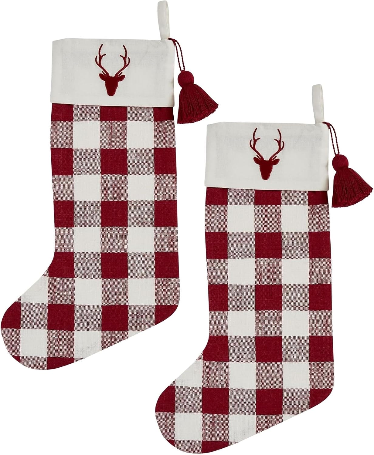 Eva & Co Christmas Cheer Stocking, Red Buffalo Check, 19.25"