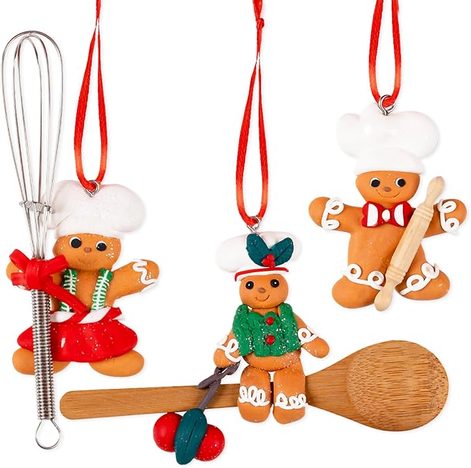 Chef Gingerbread Christmas Apron Ornaments for Kitchen Home D\u00e9cor
