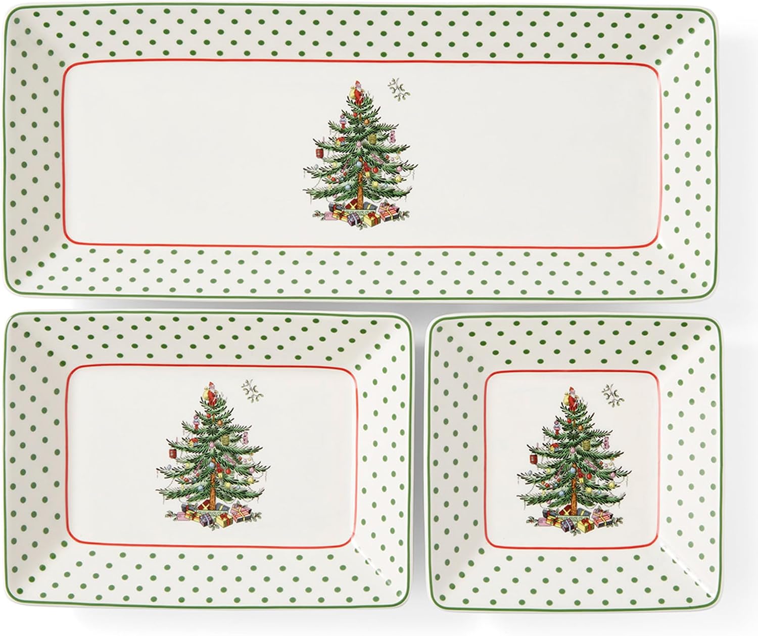 Spode Christmas Tree Polka Dot 3-Piece Nesting Trays