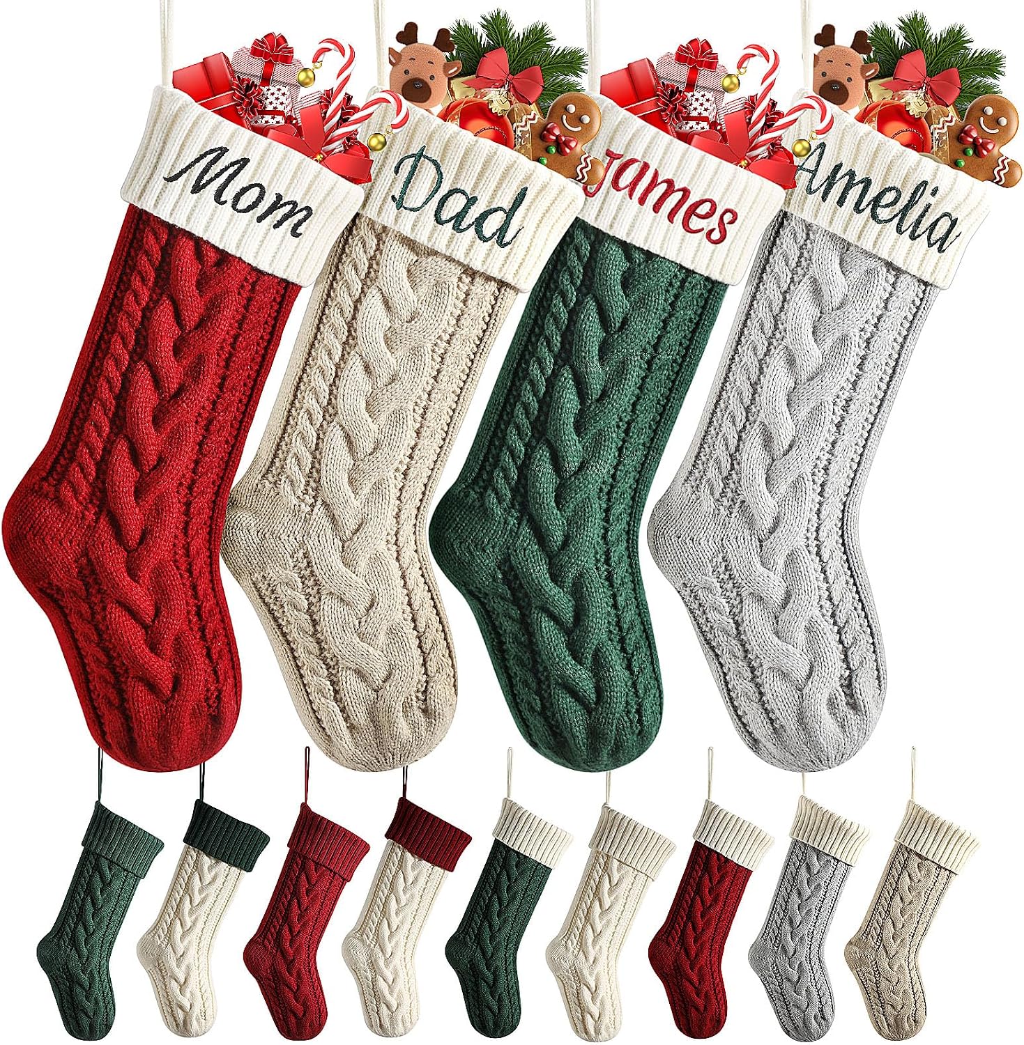 Personalized Christmas Stockings, 18" Large Knitted Stocking