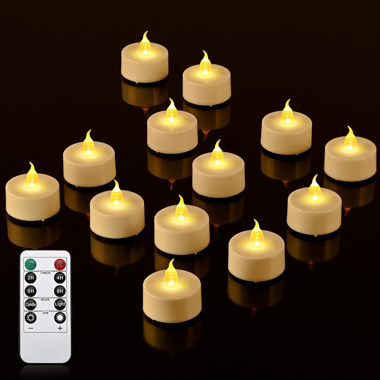24PCS Flameless Tea Lights with Remote & Timer