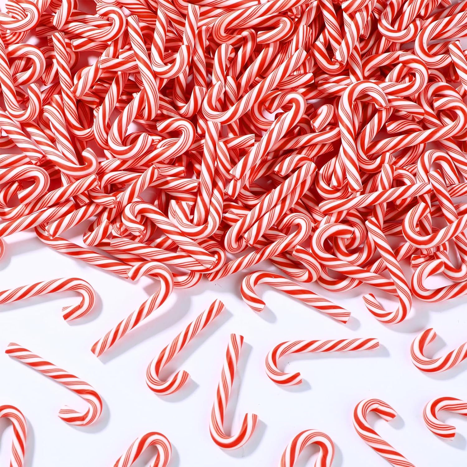 80Pcs Christmas Mini Candy Canes Faux Clay for Crafts
