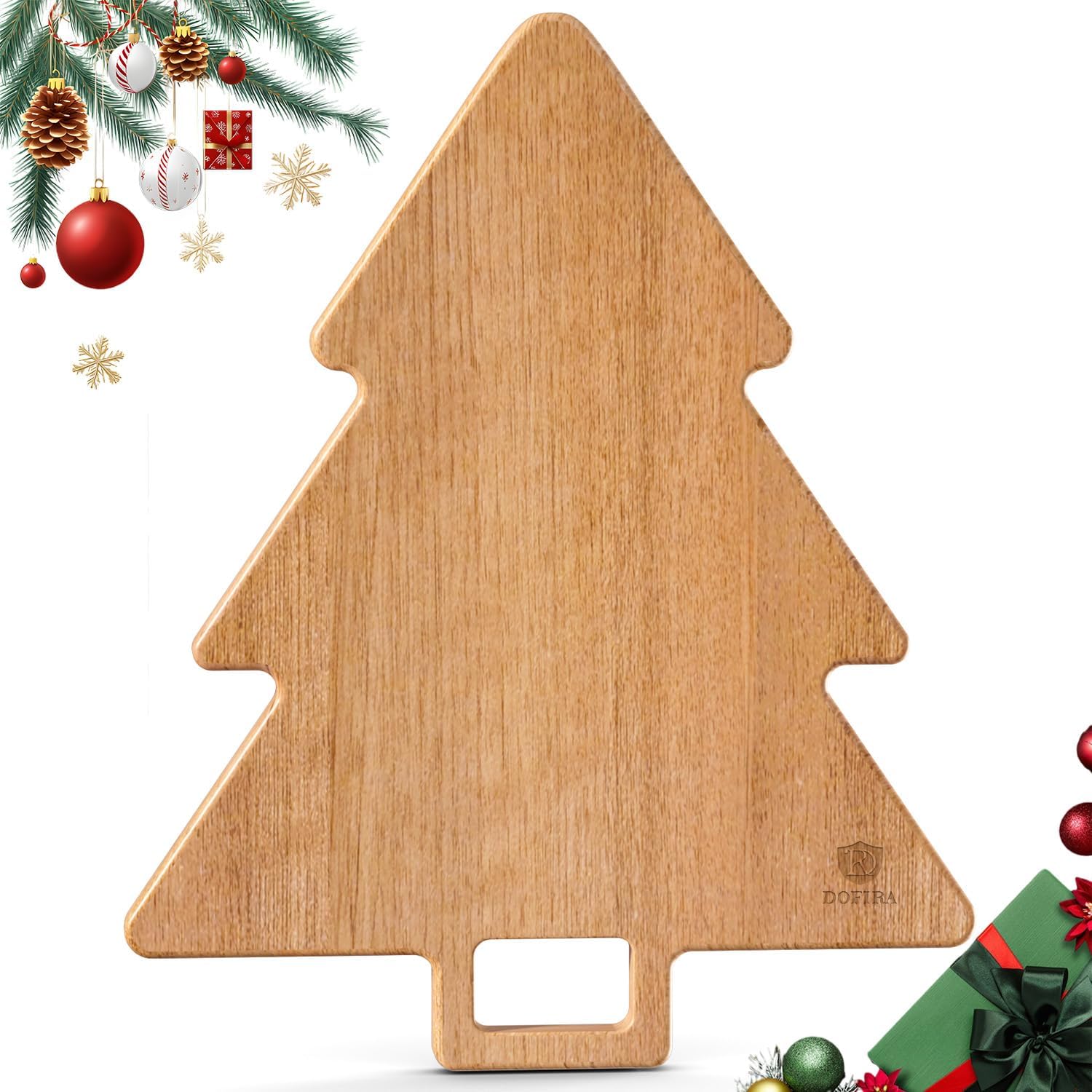 Acacia Wood Christmas Tree Cutting Board 15x12", Cheese & Charcuterie Board