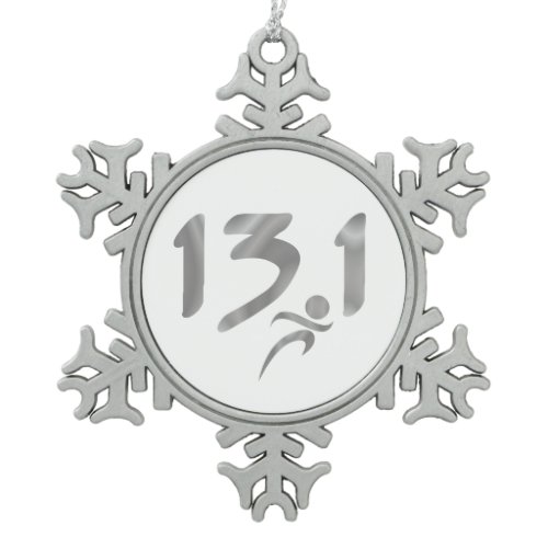 13.1 half-marathon snowflake pewter christmas ornament