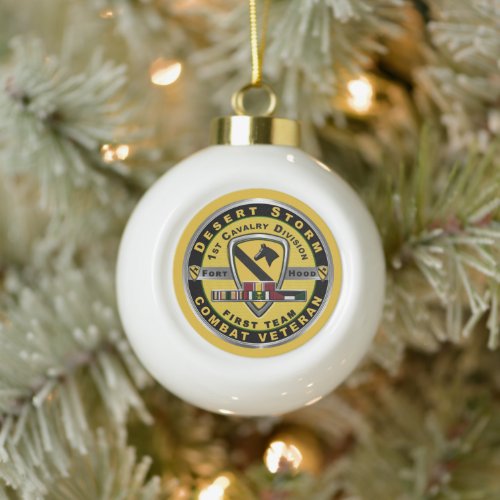 1st Cavalry Division Desert Storm Veteran  Ceramic Ball Christmas Ornament