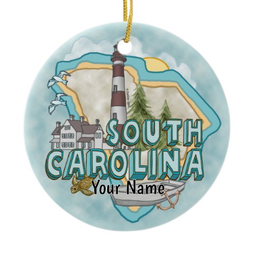 A South Carolina Lighthouse Ceramic Ornament
