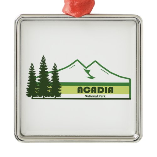 Acadia National Park Green Stripes Metal Ornament