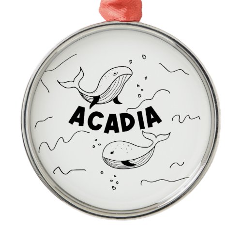 Acadia National Park Maine Whales Metal Ornament
