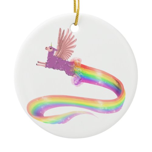 Allamacorn Rainbow Ceramic Ornament