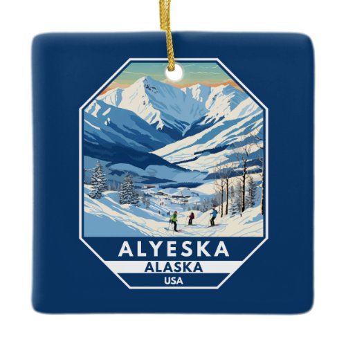 Alyeska Alaska Winter Travel Art Vintage Ceramic Ornament
