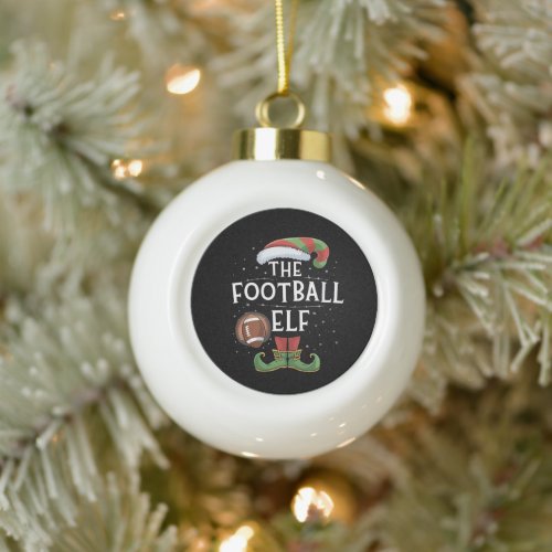 American Football Elf Family Matching Christmas  Ceramic Ball Christmas Ornament