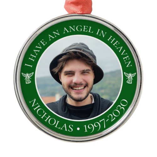 Angel in Heaven Memorial Photo Metal Ornament