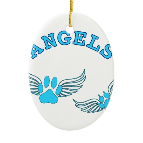Angel Pet Paws In Blue Ceramic Ornament