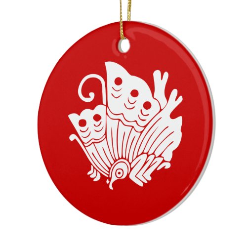 Asian Butterfly Japanese Kamon Design Ceramic Ornament