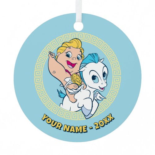 Baby Hercules Riding Pegasus Metal Ornament