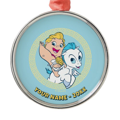 Baby Hercules Riding Pegasus Metal Ornament