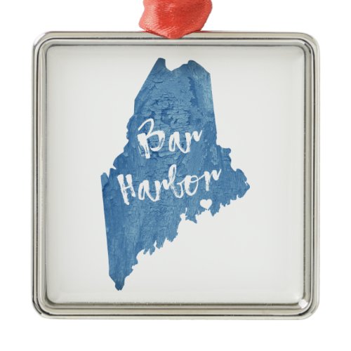 Bar Harbor Maine Wood Grain Metal Ornament
