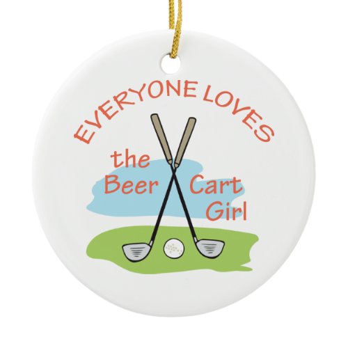 Beer Cart Girl Ceramic Ornament