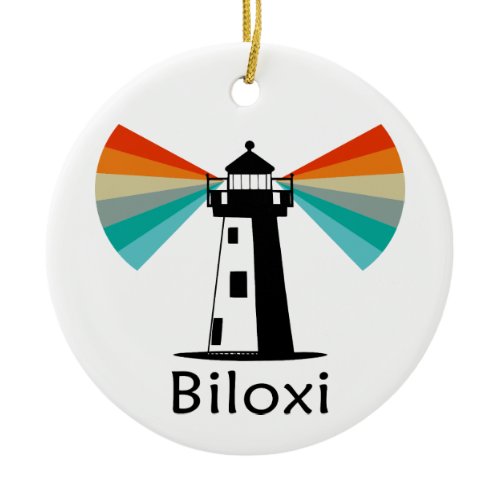 Biloxi Mississippi Lighthouse Rainbow Ceramic Ornament