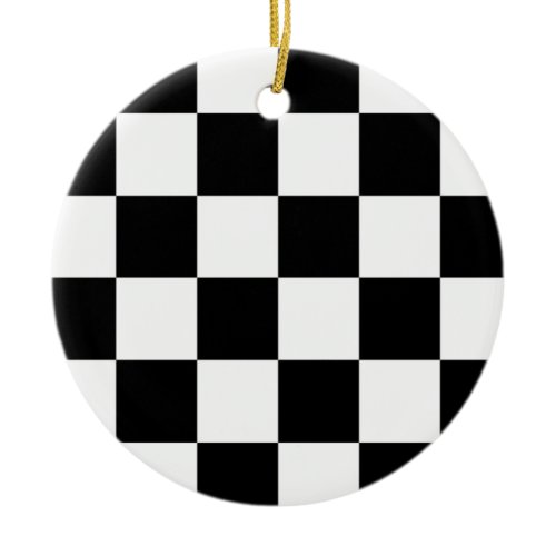 Black and White Checkered Auto Racing Flag Ceramic Ornament