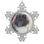 Black and White Sheltie Snowflake Pewter Christmas Ornament