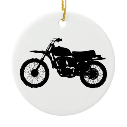 Black silhouette of bike - Choose background color Ceramic Ornament
