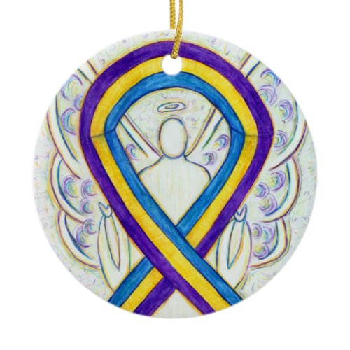 Bladder Cancer Ribbon Angel Custom Art Ornaments