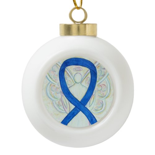 Blue Awareness Ribbon Guardian Angel Ornaments