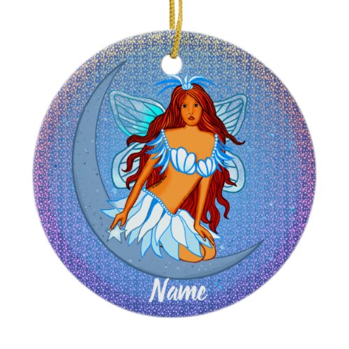 Blue Night Moon Fairy ornament