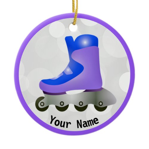 Blue Purple Inline Skate Design Ceramic Ornament