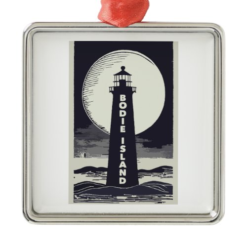 Bodie Island Lighthouse North Carolina Moon Metal Ornament