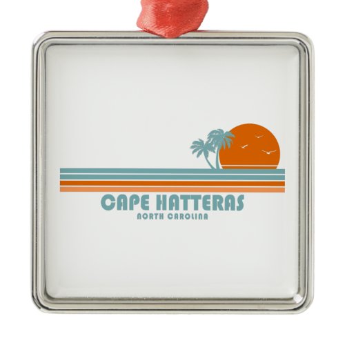 Cape Hatteras North Carolina Sun Palm Trees Metal Ornament