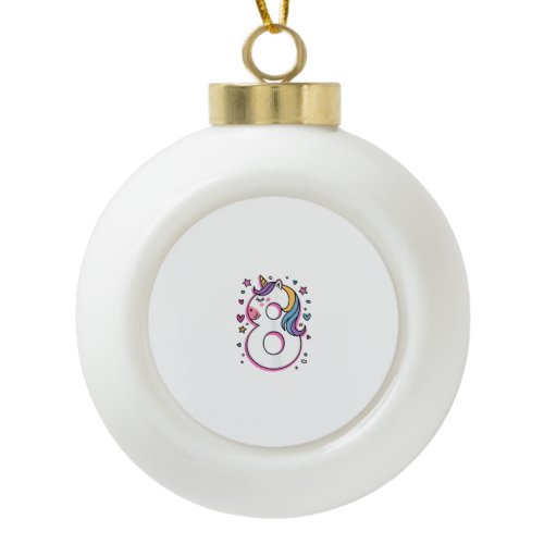 Celebrate Happy 8 Years Old Birthday Party For Gir Ceramic Ball Christmas Ornament