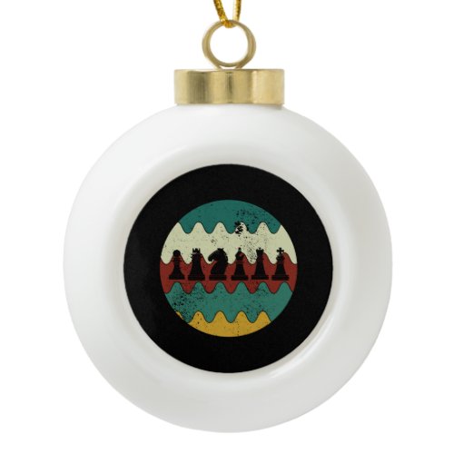 Chess - Chess Pieces Retro Ceramic Ball Christmas Ornament