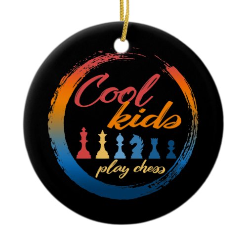 Chess Player Cool Kids Play Chess Board Game Ceramic Ornament
