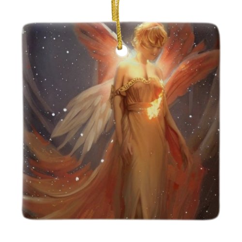 Christmas Fire angel  Ceramic Ornament