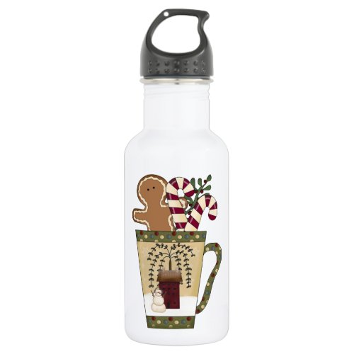 Christmas Gingerbread Man Stainless Steel Water Bottle