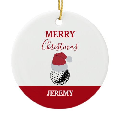 Christmas Golf Ball Sports Custom Name Ceramic Ornament