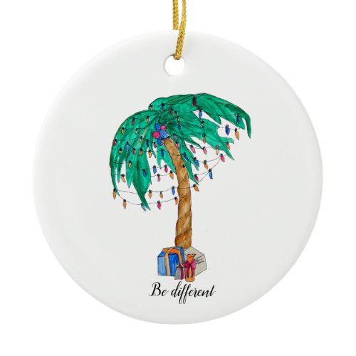 Christmas palm tree ceramic ornament