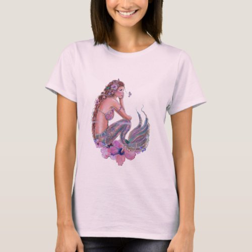 Coral mermaid with flowers by Renee Lavoie  Gift B T-Shirt