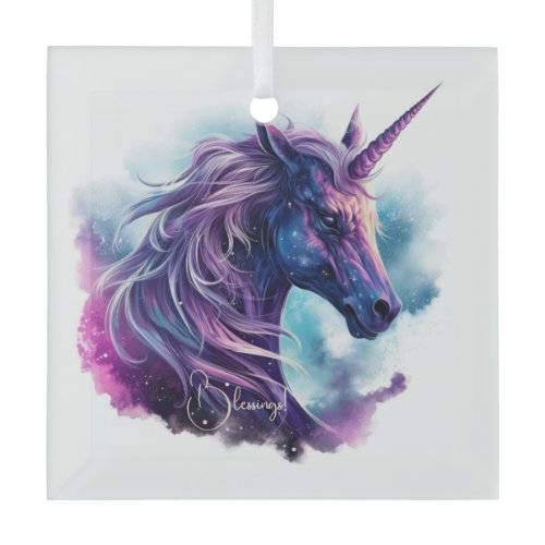 Create Your Own Mythical Purple Unicorn Glass Ornament