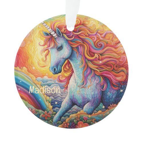 Custom Name Beautiful Unicorn Ornament
