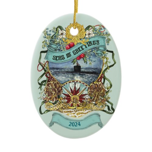 Customizable Submarine Christmas Ornament